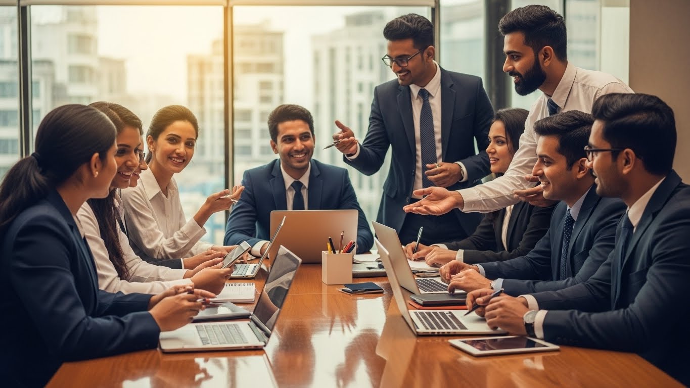 Indian professionals in a team discussion