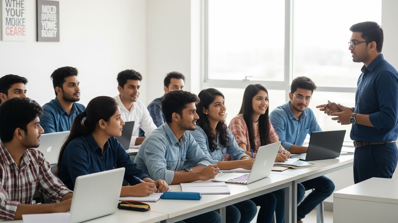 Indian students in a learning session