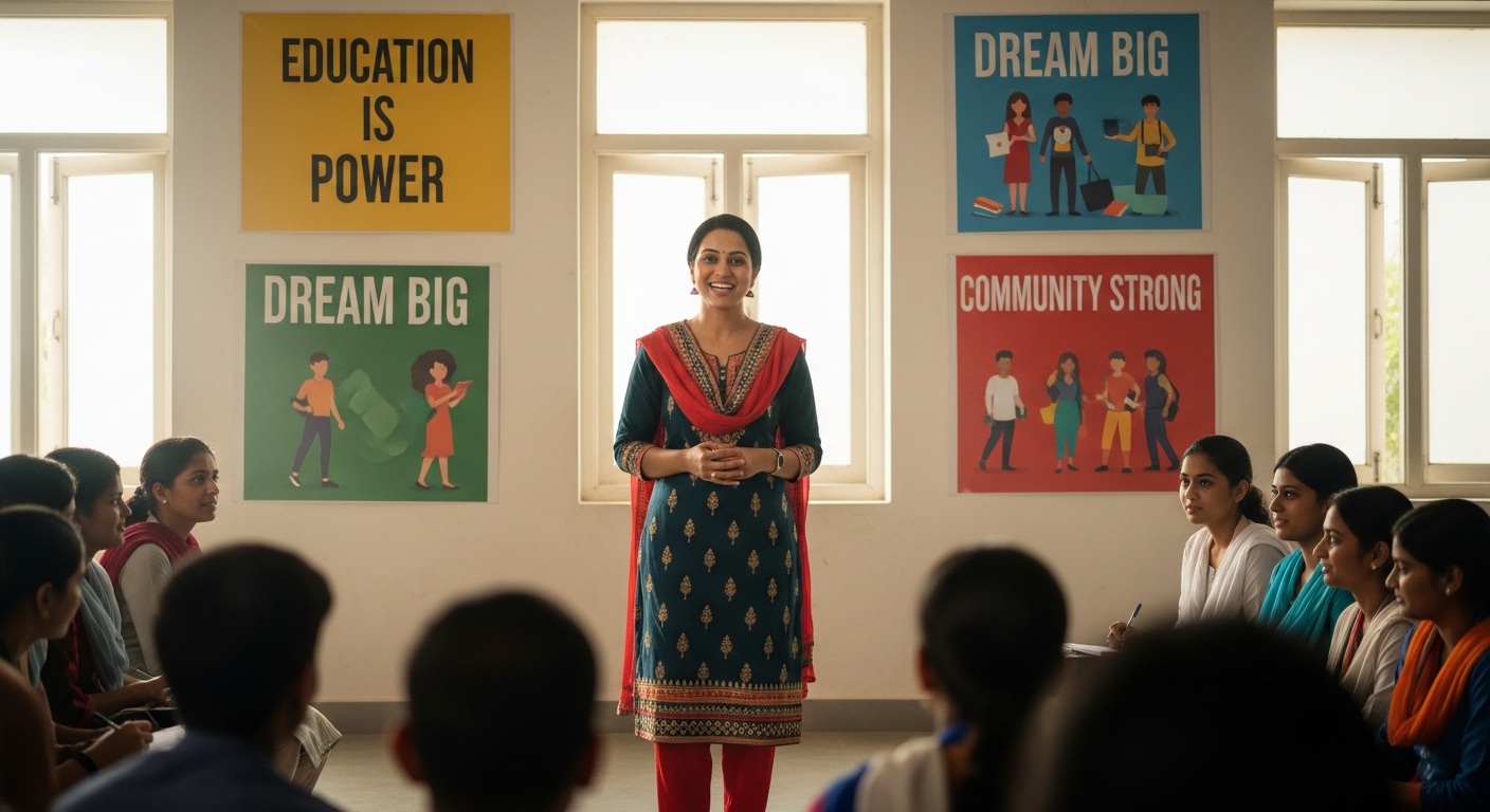 Students learning in a classroom